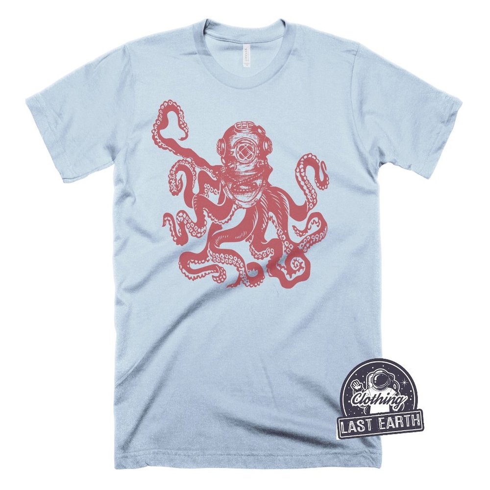 Octopus Diver T-Shirt Funny Octopus Shirt Deep Sea Diver Diving Gift